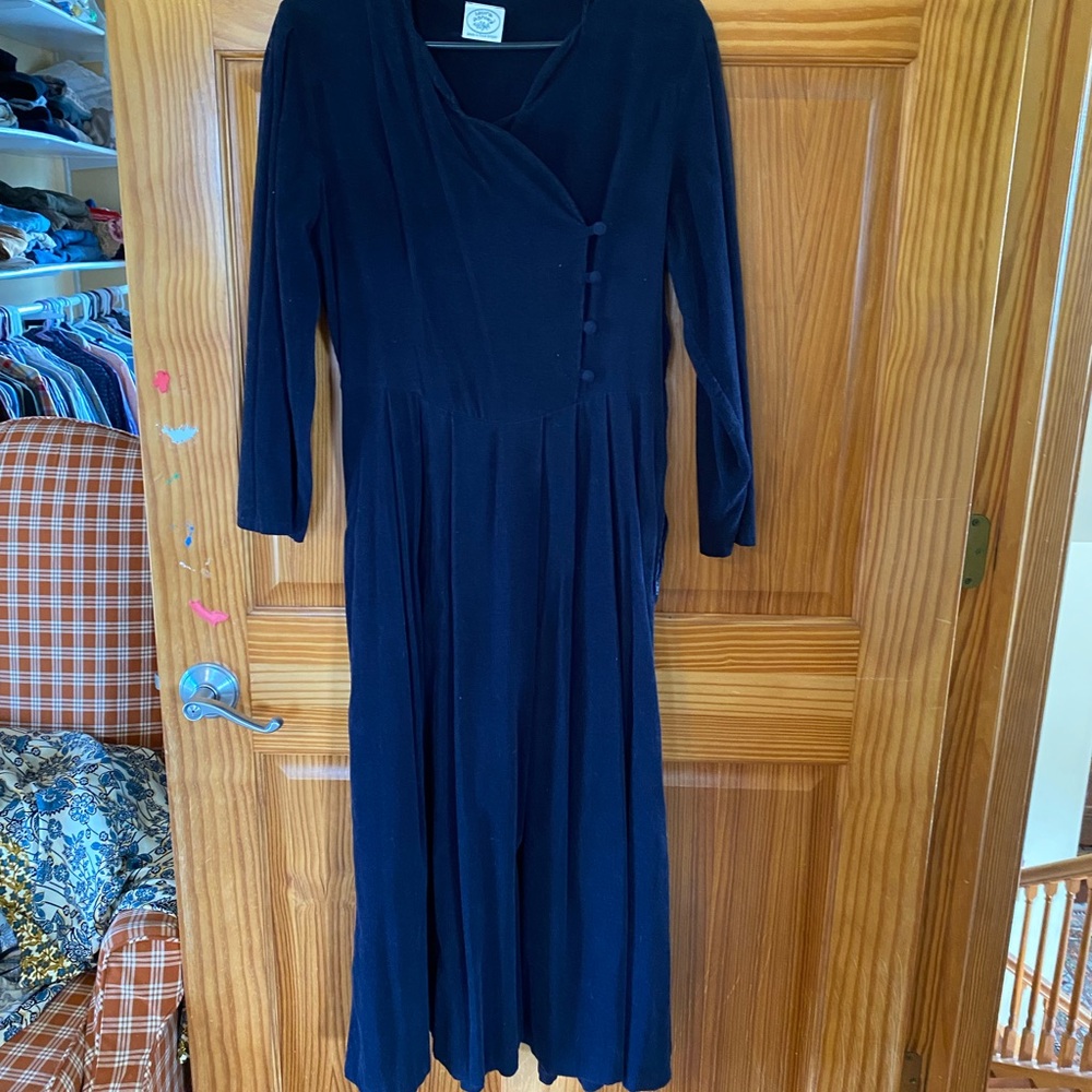 Laura Ashley Blue A-Line V-Neck Long Sleeve Dress